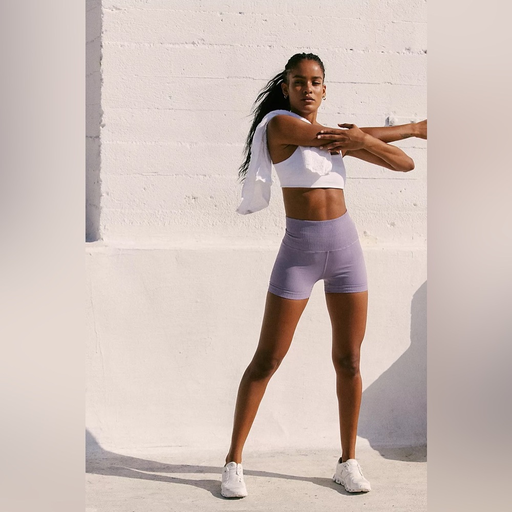 FP High-Waist Seamless Ribbed Lavender Women’s Shorts